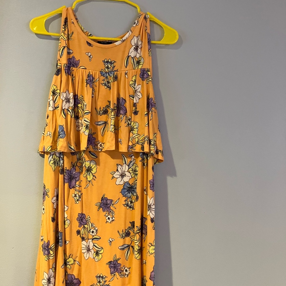 Trendy Boutique Floral Yellow Midi Dress